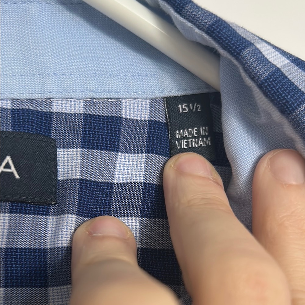 Nautica Navy Checkered Gingham Plaid Boys Button Down Shirt Short Sleeve - Picture 5 of 8